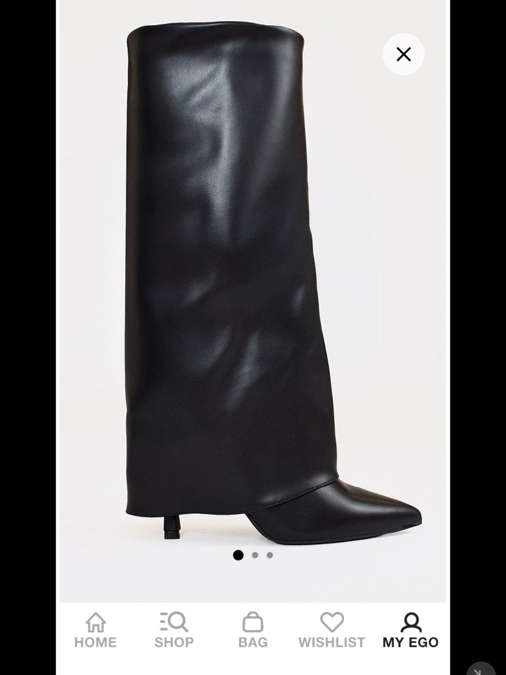 EGO Black Over-the-Knee Pointed Kitten Heel Boots
